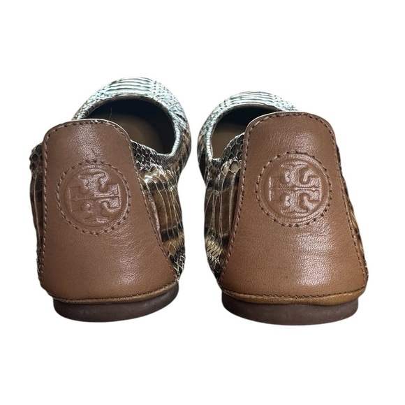 Tory Burch Eddie Snake Watersnake Clay Beige Size 7 - Picture 4 of 7